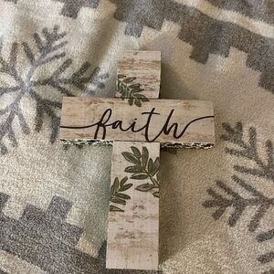 P. Graham Dunn Faith Wooden Cross Wall Decor - Cream and Green